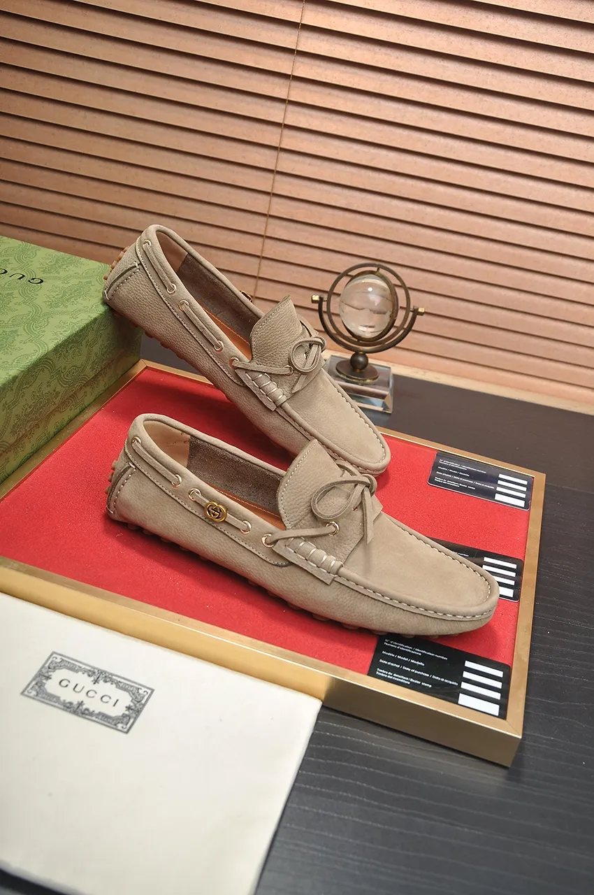 Men's Men's Shoes💰420💶【GUCCI】 (High-end Niuli) New 🍀Gucci*——Gucci Doudou Shoes! Made of imported original cowhide, the inner top layer is comfortable cowhide lining! Original wear-resistant rubber outsole! High quality products! Code number 38-44!